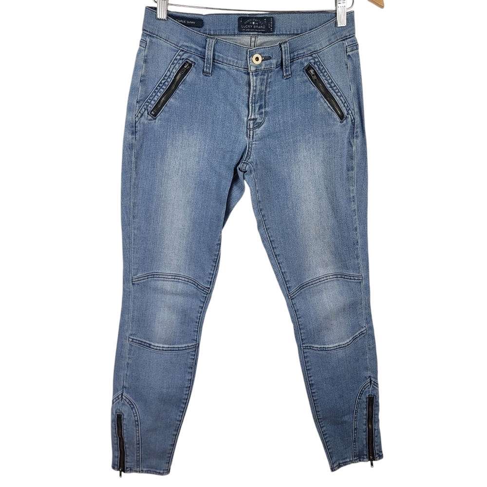 Lucky Brand Jeans Women Size 4 Size 27 Charlie Skinny Blue Denim Zipper Pockets
